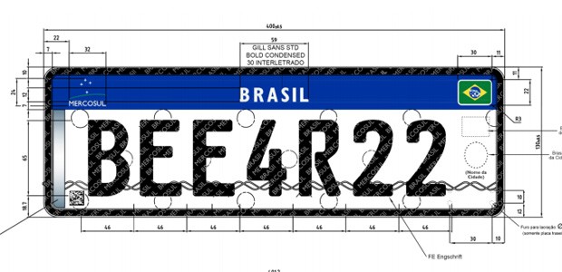 Novo modelo brasileiro de placa com padrão do Mercosul (Foto: Reprodução)