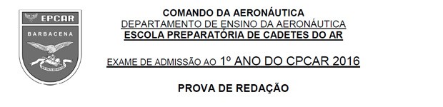 Trecho da prova de redação da Epcar (Foto: Reprodução)