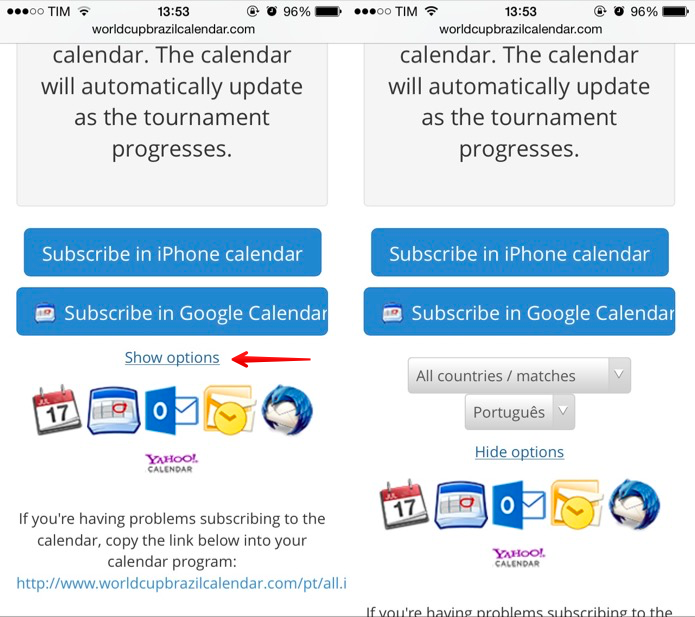 Adicionando calendário da copa ao iOS (Foto: Reprodução/Helito Bijora)