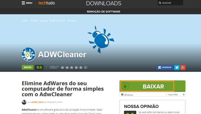 Faça o download do ADWCleaner no TechTudo Downloads (Foto: Reprodução/Barbara Mannara)