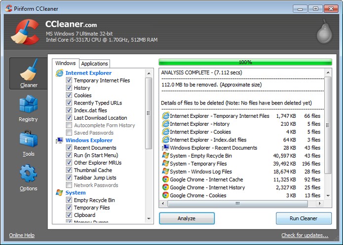Interface do CCleaner (Foto: Divulgação)