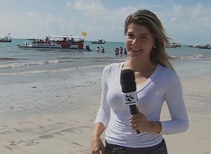 Monike Freitas antes de embarcar nos catamarãs (Foto: Reprodução/ TV Asa Branca)