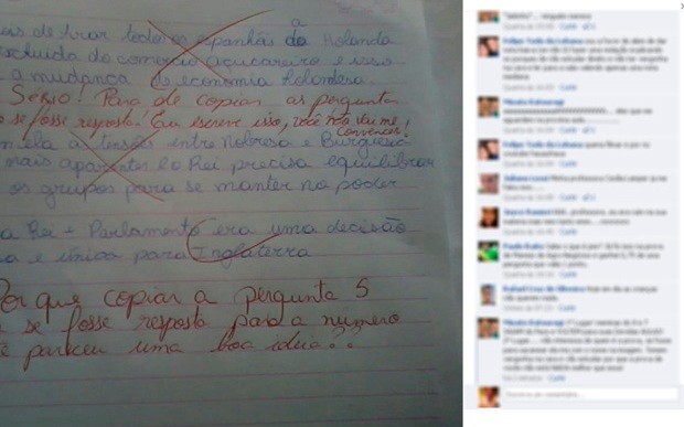 Pai registra BO contra professora que posta prova de aluna no Facebook  (Foto: Reprodução/Facebook)