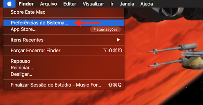 Caminho para acessar as configurações do Mac OS (Foto: Reprodução/Marvin Costa)