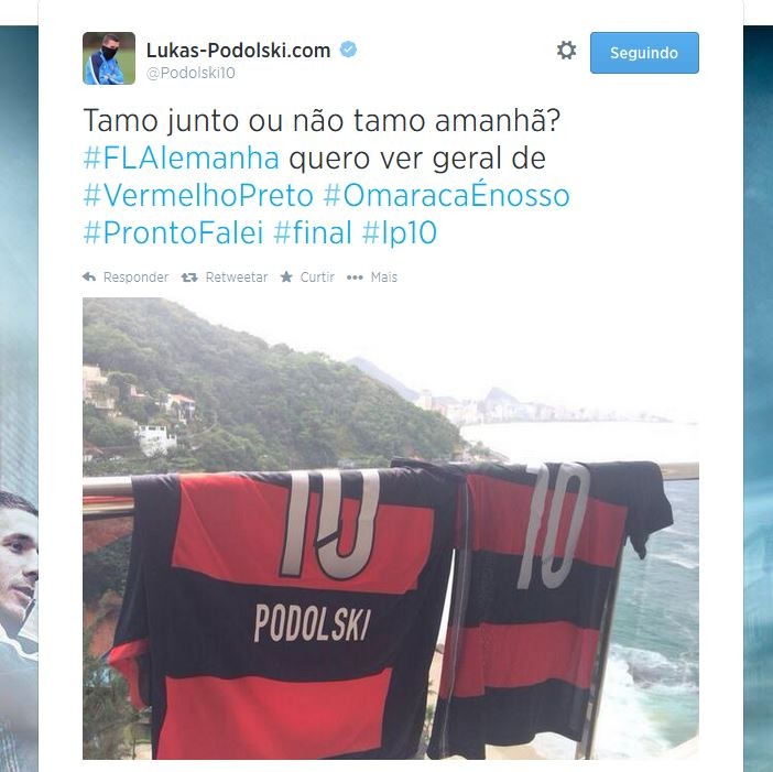 Podolski pede que torcedores do Flamengo vistam vermelho e preto