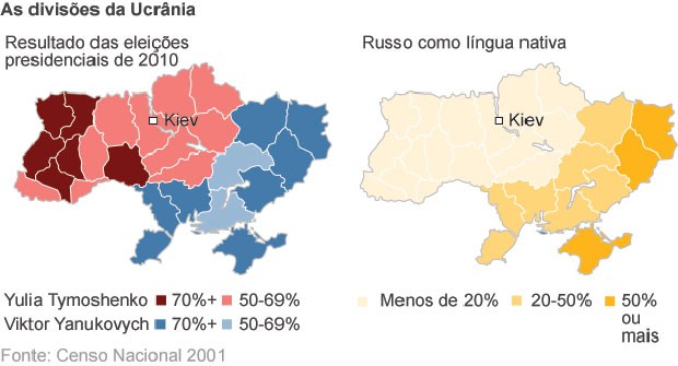 mapa ucrânia dividida (Foto: BBC)
