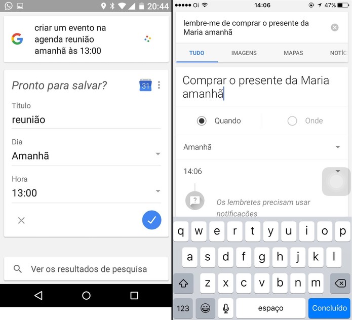 A interação com a agenda e com os lembretes também é muito útil para os usuários (Foto: Reprodução)