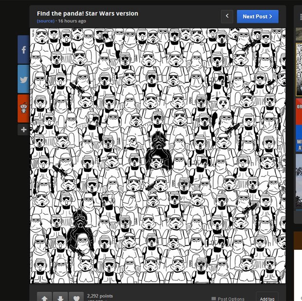 Versão que mostra o panda escondido entre soldados do Império alcançou mais de 400 mil visualizações (Foto: Reprodução/Imgur/Oneste)