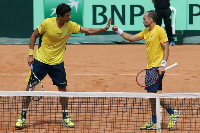 Bruno Soares Marcelo Melo Copa Davis Braisl x Croácia (Foto: Cristiano Andujar)