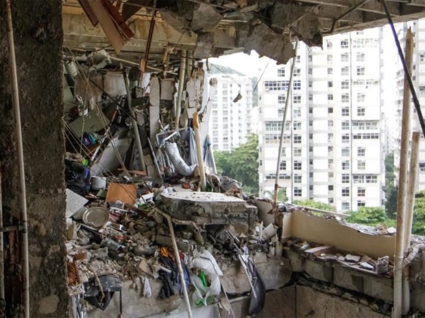Apartamento onde houve explosão em São Conrado ficou destruído (Foto: Tarso Ghelli/ Prefeitura)