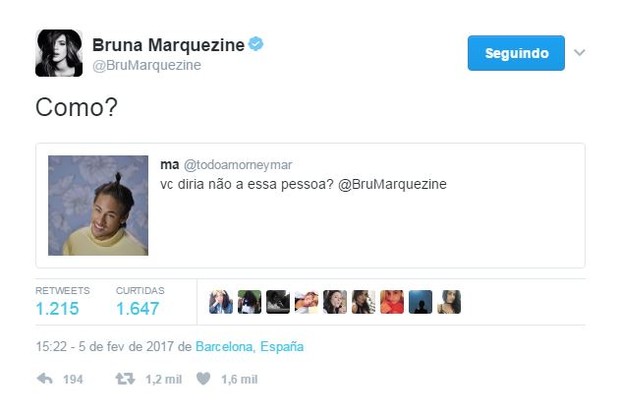 Bruna Marquezine (Foto: Reprodução/twitter) Bruna Marquezine (Foto: Reprodução/twitter)