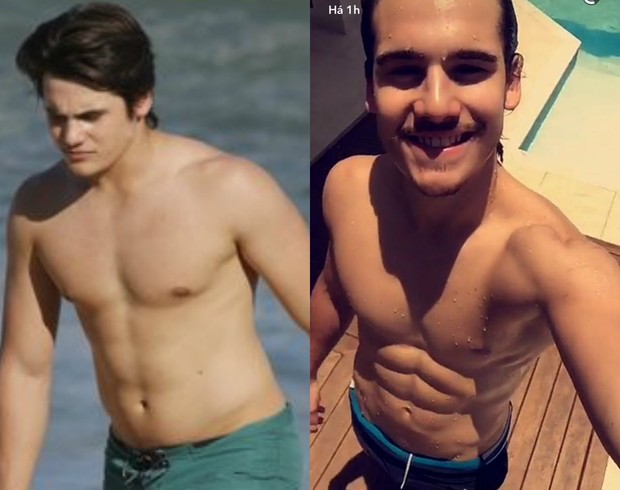 Nicolas Prattes em julho e em dezembro (Foto: AgNews | Reprodução / Instagram)