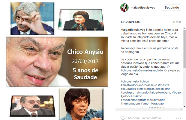 Malga Di Paula homenageia Chico Anysio em rede social (Foto: Reprodução/Instagram)
