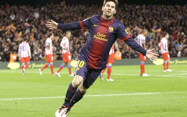 Messi comemora gol contra o Atlético de Madri (Foto: Agência Reuters)
