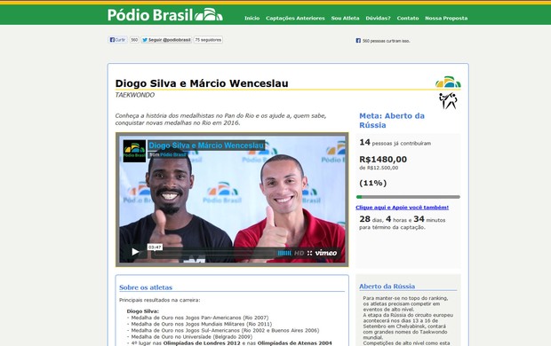 site pódio Brasil Olimpíadas (Foto: Reprodução / Site Oficial)