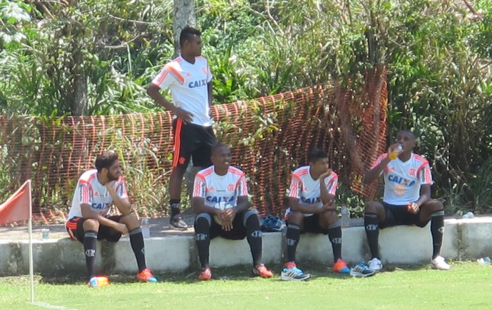 Wallace, Dumas, Samir, Márcio Araújo e Marcelo, treino Flamengo (Foto: Thales Soares )