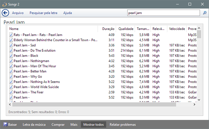 Programa oferecer dezenas de opções de download para uma única busca (Foto: Reprodução/Paulo Alves)