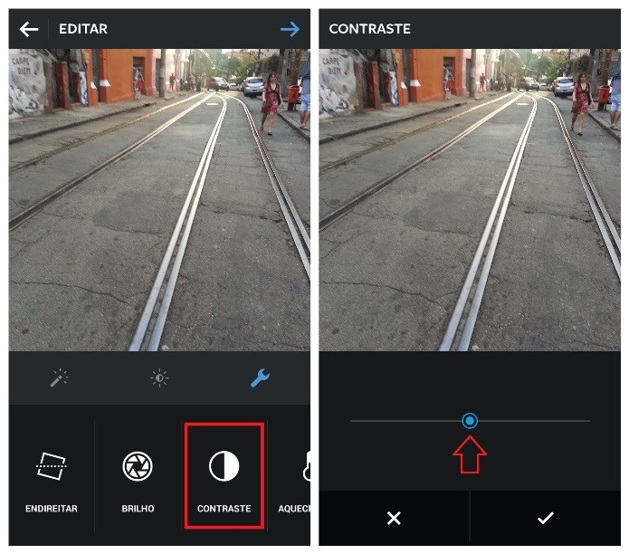 Novo recurso de controle de contraste no Instagram (Foto: Reprodução/Lívia Dâmaso)