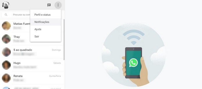 Caminho para acesso ao menu Notificações do WhatsApp Web (Foto: Reprodução/ Raquel Freire)