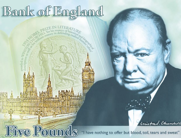 Churchill será homenageado em nova nota de 5 libras (Foto: Bank of England/AP)