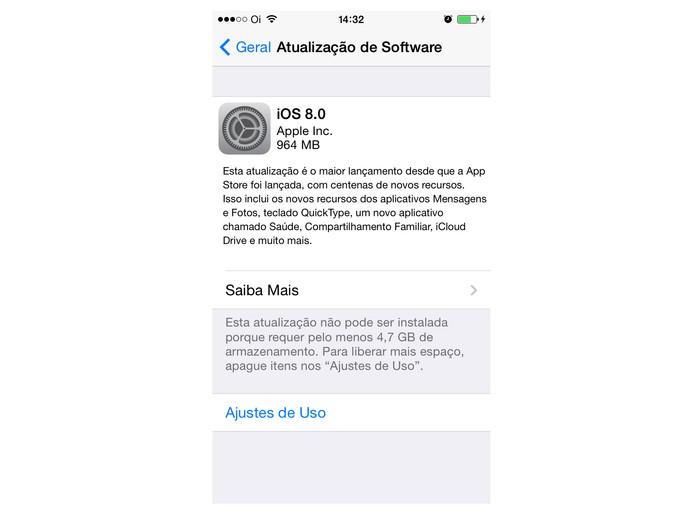 atualização iOS 8 (Foto: Reprodução/ Apple) atualização iOS 8 (Foto: Reprodução/ Apple)