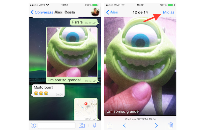 Acessando os arquivos de mídia trocados com um usuário no WhatsApp para iOS (Foto: Reprodução/Marvin Costa)