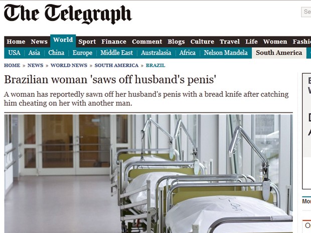 The Telegraph repercute caso de homem que teve pênis cortado em Santos, SP (Foto: Reprodução)