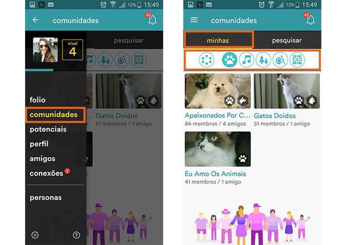 Encontre suas comunidades no Hello pelo celular (Foto: Reprodução/Barbara Mannara)