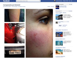 Montagem mostra carros batidos e o rosto de Jessica ferido (Foto: Reprodução/Facebook)