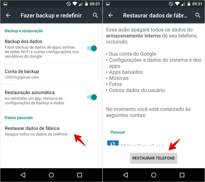 Restaurando configurações de fábrica do Moto E (Foto: Reprodução/Helito Bijora)