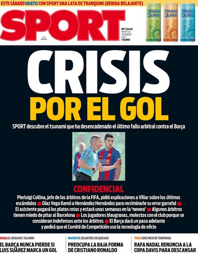 Jornal Sport erro gol Barcelona x Betis (Foto: Reprodução)