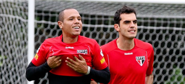 Luis Fabiano Rhodolfo treino São Paulo (Foto: Luiz Pires/VIPCOMM)