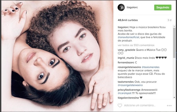 Tiago Iorc faz o mesmo post de Isabelle Drummond (Foto: Reprodução/Instagram)