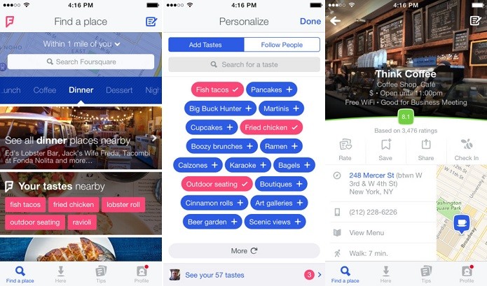 Foursquare agora é focado somente em recomendações (Foto: Divulgação/AppStore)