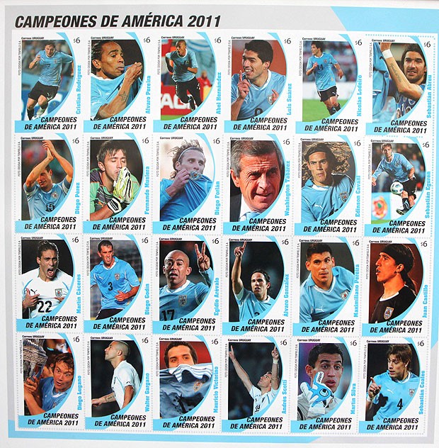 selos comemorativos do Uruguai campeão da Copa América