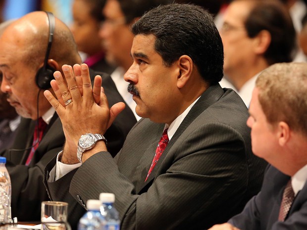 O presidente da Venezuela, Nicolás Maduro, participa neste sábado (4) da 7ª Cúpúla de Países Caribenhos, em Cuba (Foto: Alejandro Ernesto/Pool photo via AP)