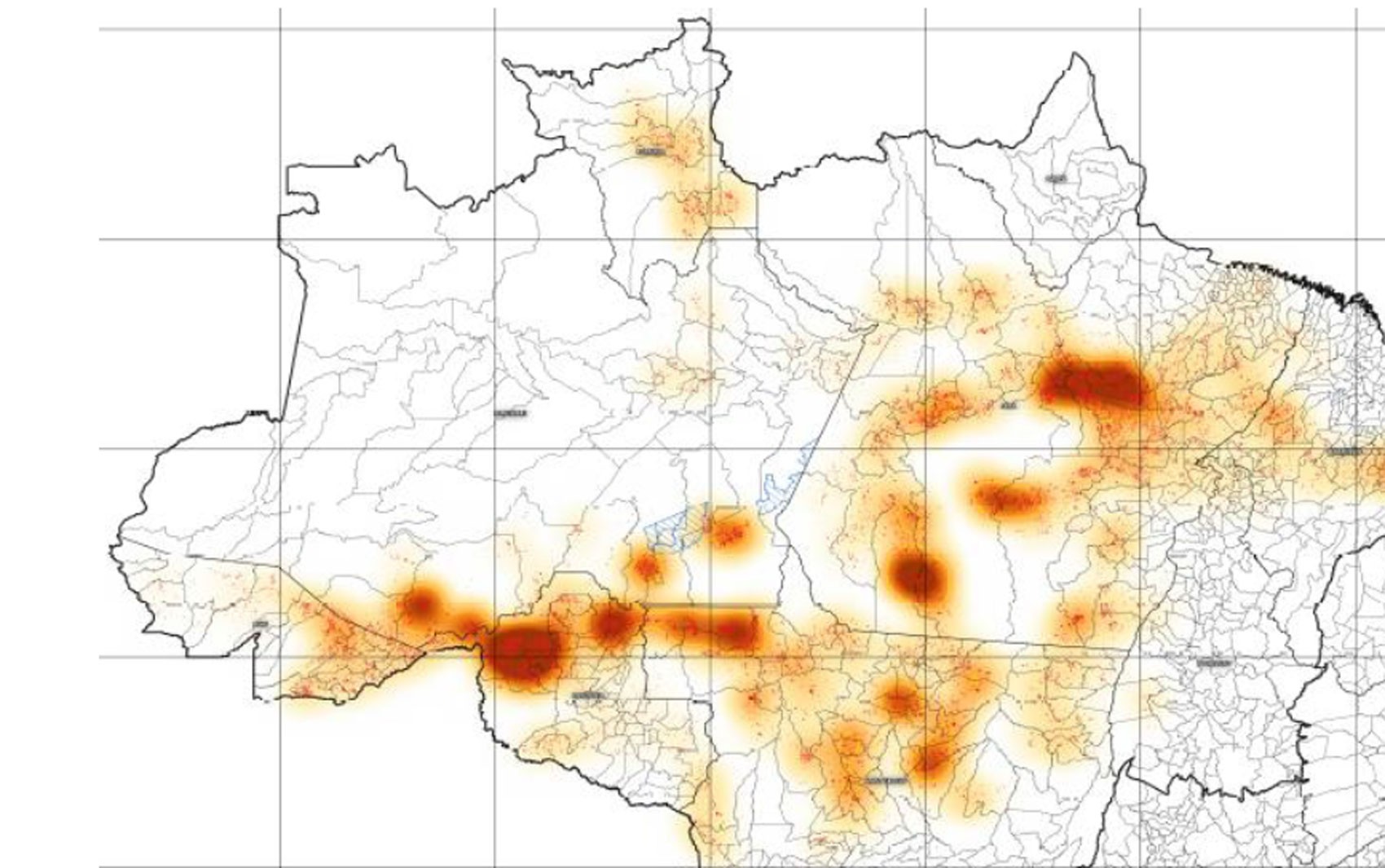 Imagem divulgada pelo Ministério do Meio ambiente mostra as principais áreas de desmatamento da Amazônia (Foto: Ministério do Meio Ambiente/Divulgação)