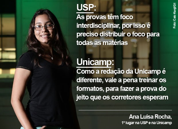 Ana Luísa Rocha dá dicas de vestibular para quem quer fazer faculdade na USP e na Unicamp (Foto: Caio Kenji/G1)