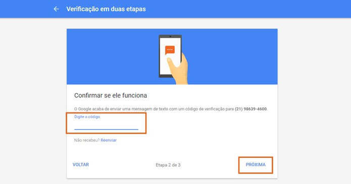 Adicione o código recebido pelo celular para confirmar a ativação (Foto: Reprodução/Barbara Mannara) (Foto: Adicione o código recebido pelo celular para confirmar a ativação (Foto: Reprodução/Barbara Mannara)) Adicione o código recebido pelo celular para confirmar a ativação (Foto: Reprodução/Barbara Mannara) (Foto: Adicione o código recebido pelo celular para confirmar a ativação (Foto: Reprodução/Barbara Mannara))