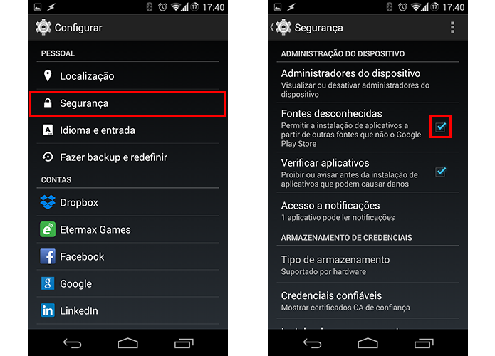 Libere a instalação de apps de fora da Play Store (Foto: Reprodução/Paulo Alves)
