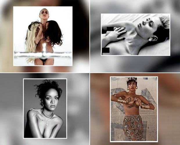 Lady Gaga, Miley Cyrus e Rihanna adrem ao topless (Foto: Arquivo Pessoal)