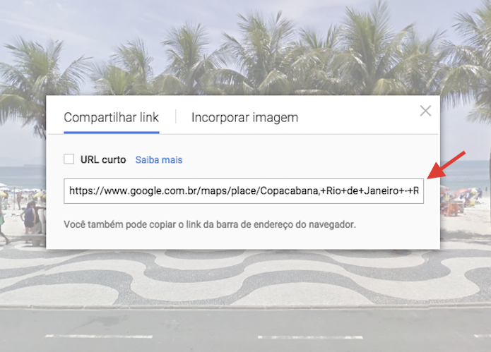 Copiando o link de compartilhamento de um local no Street View do Google Maps (Foto: Reprodução/Marvin Costa)