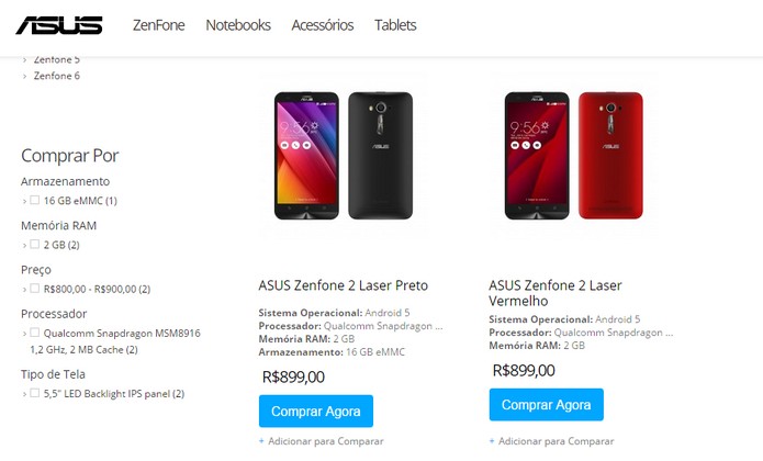 Modelo está disponível na loja virtual da Asus em preto e vermelho (Foto: Reprodução/Barbara Mannara)