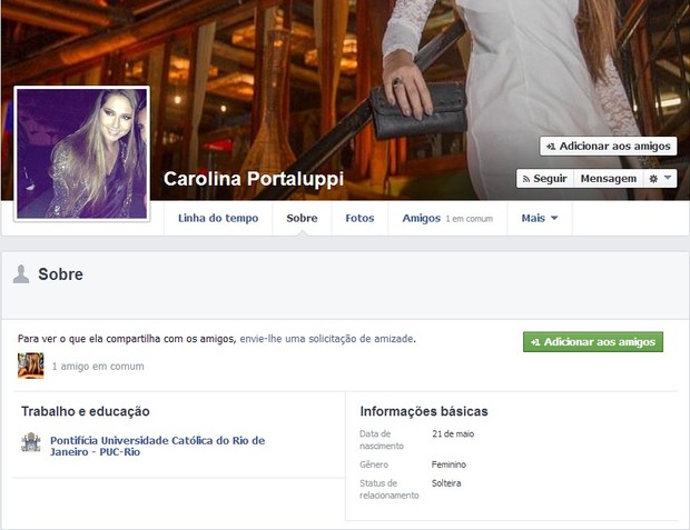 Carolina POrtaluppi (Foto: Reprodução/ Facebook)