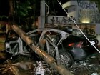 Carro de luxo pega fogo e um morre (Reprodução/TV Globo)