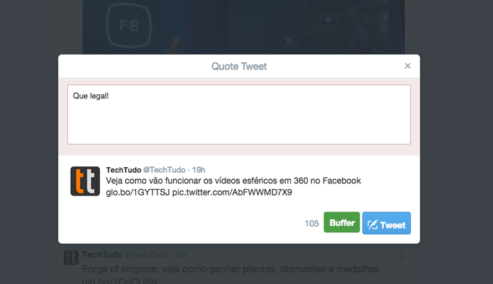 Recurso de retuíte com citação se chama Quote Tweet, na versão em inglês (Foto: Reprodução/Twitter) Recurso de retuíte com citação se chama Quote Tweet, na versão em inglês (Foto: Reprodução/Twitter)