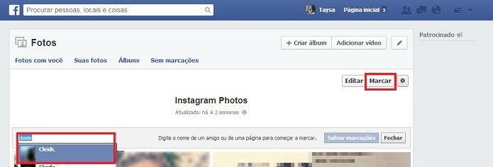 Marque uma pessoa em várias fotos de uma vez no Facebook (Foto: Reprodução/Taysa Coelho) Marque uma pessoa em várias fotos de uma vez no Facebook (Foto: Reprodução/Taysa Coelho)