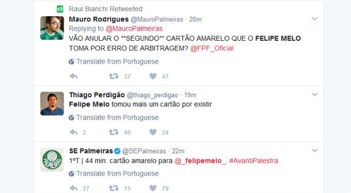 Felipe Melo se irrita por mais um cartão amarelo: 