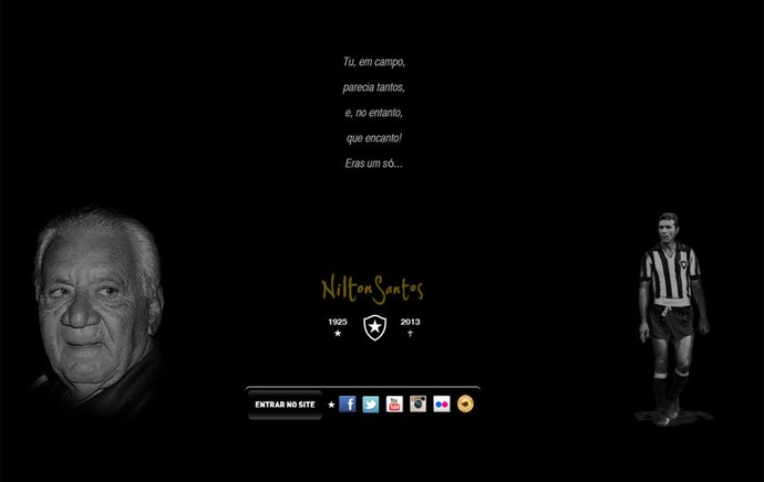 capa site Botafogo homenagem Nilton Santos (Foto: Reprodução / Site Oficial do Botafogo)