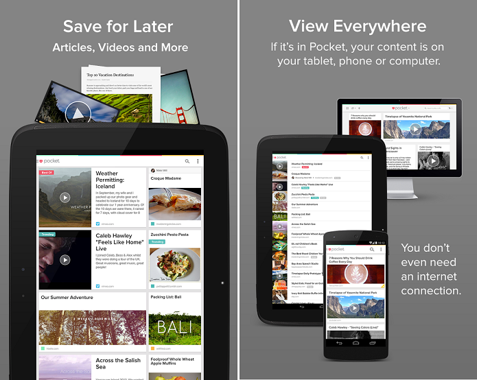 Pocket é um app multiplataforma que sincroniza PC, tablet ou smartphone (Foto: Divulgação)